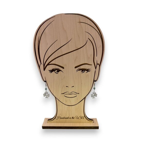 Silver Celtic Knot Earrings Green Aventurine Faceted Cube Gemstone - Picture 4 of 11